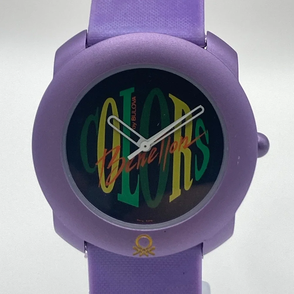 United Colors of Benetton by Bulova Women's Watch Purple 34mm New Battery 8.25